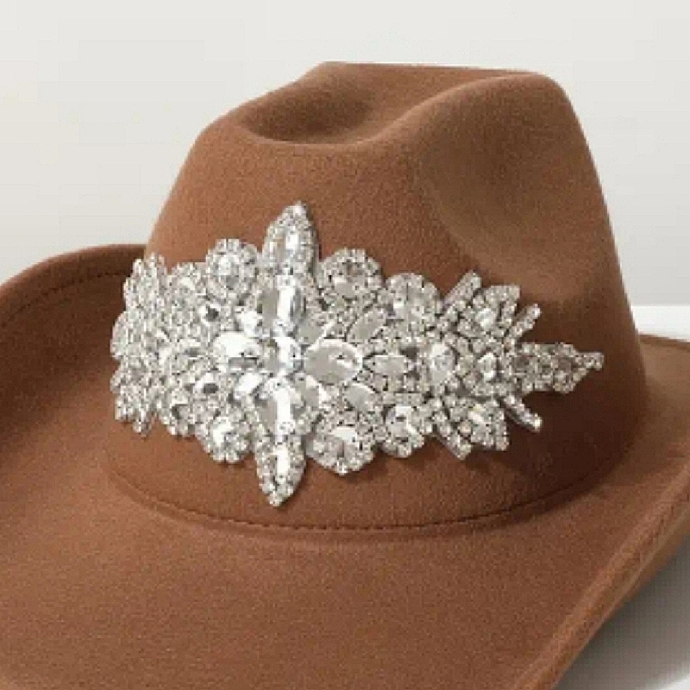 **SOLD** NEW ELEGANT DAZZLING FEDORA WOMAN COWGIRL HAT COLOR: CARAMEL - Picture 2 of 5